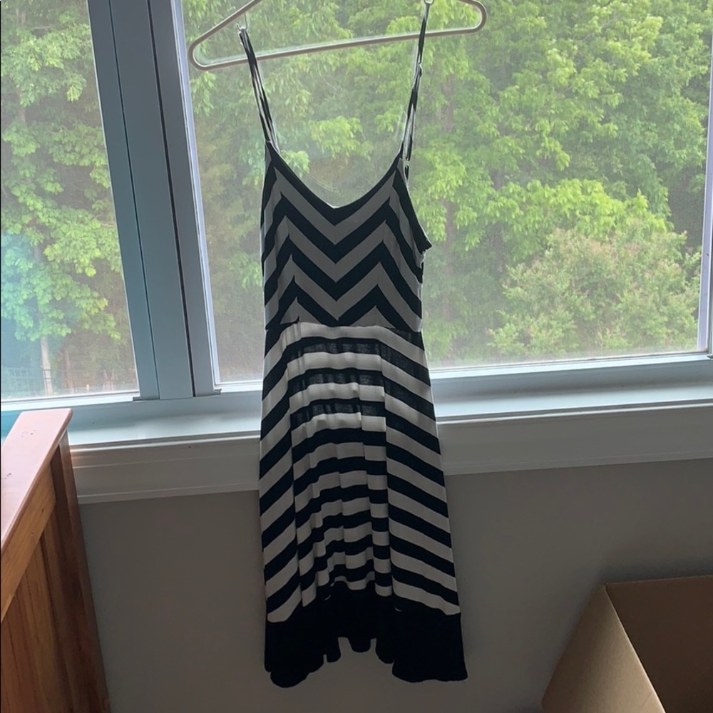 black and white striped dress